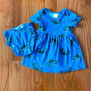 Hanna Anderson super soft gory sleeve cotton dress with matching bloomers